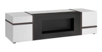 Meuble TV avec cheminée bio-éthanol blanc brillant CRISS