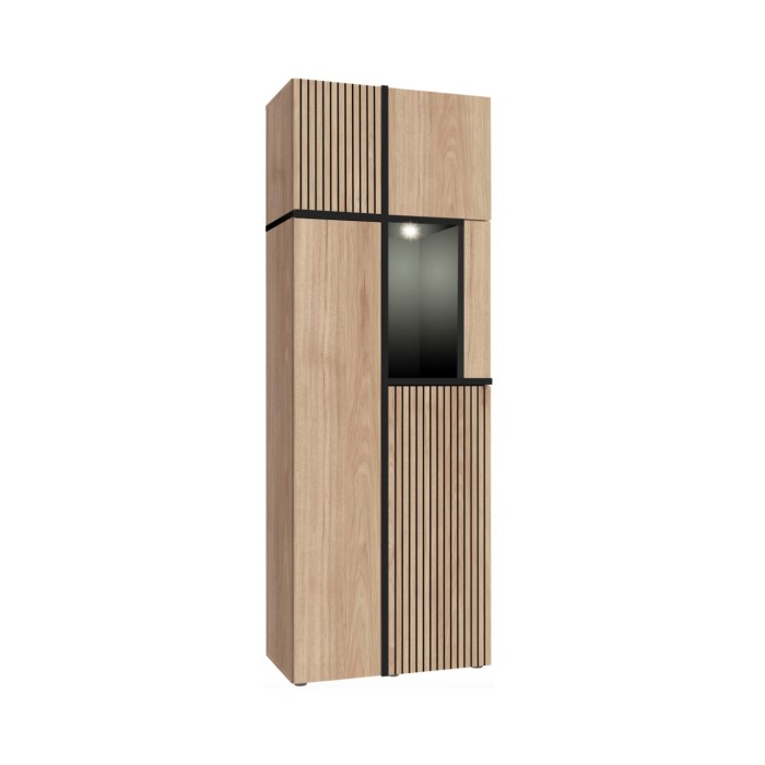 Vitrine haute CRISS chêne clair et noir
