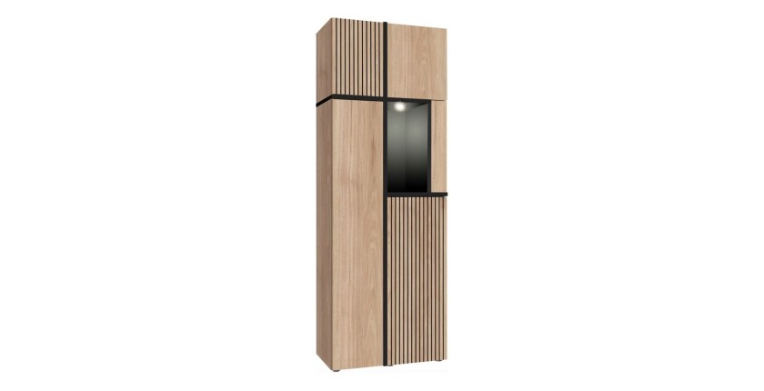 Vitrine haute CRISS chêne clair et noir