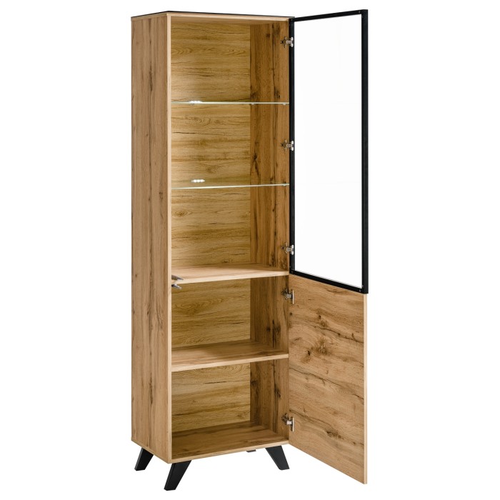 Conjunto de salón TINO con chimenea de bioetanol – Roble oscuro y negro – L340 cm
