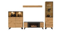 Ensemble de salon TINO avec cheminée bio-éthanol sur fond blanc