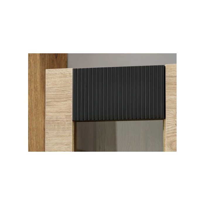 Vetrina DOUM – Rovere chiaro e nero – L70 x H192 x P40 cm