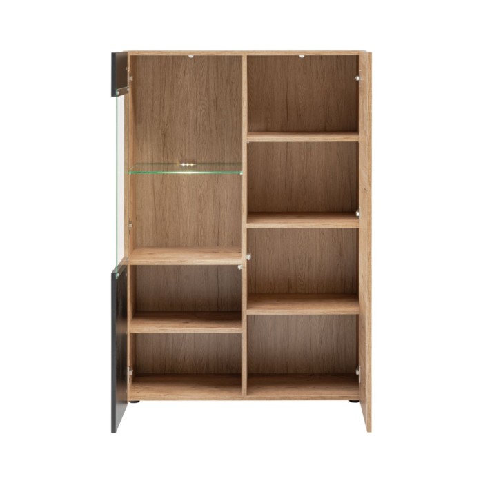 Buffet alto DOUM – Rovere chiaro e nero – L90 x H132 x P40 cm