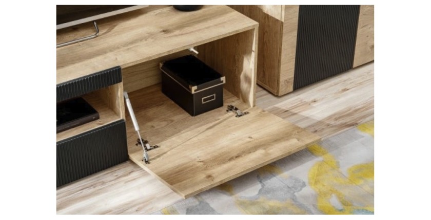 Zoom sur la grande porte du meuble TV DOUM