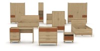 Lit coffre enfant NOKI – 100x200 cm chêne clair et moka – Style scandinave avec sommier métal