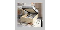Lit coffre enfant NOKI – 100x200 cm chêne clair et moka – Style scandinave avec sommier métal