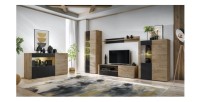 Buffet DOUM – Chêne clair et noir – L160 x H93 x P40 cm
