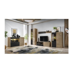 Buffet DOUM – Chêne clair et noir – L160 x H93 x P40 cm