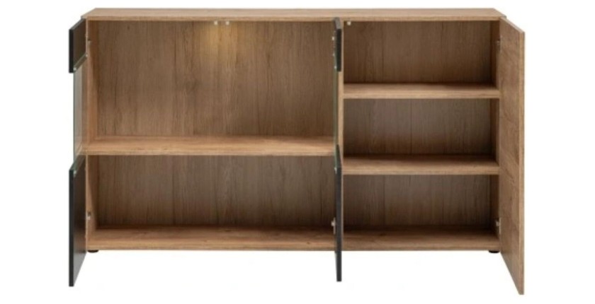 Buffet DOUM – Chêne clair et noir – L160 x H93 x P40 cm