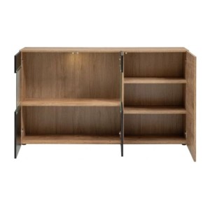 Buffet DOUM – Chêne clair et noir – L160 x H93 x P40 cm