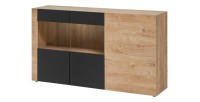 Buffet DOUM – Chêne clair et noir – L160 x H93 x P40 cm