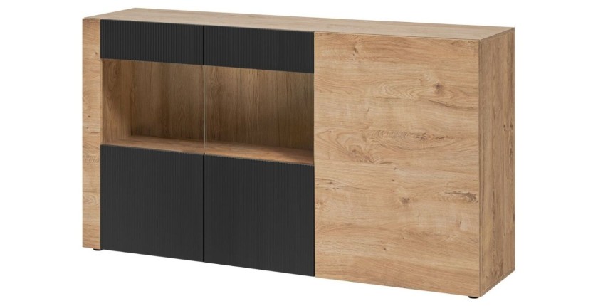 Buffet DOUM – Chêne clair et noir – L160 x H93 x P40 cm