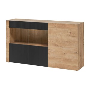 Buffet DOUM – Chêne clair et noir – L160 x H93 x P40 cm