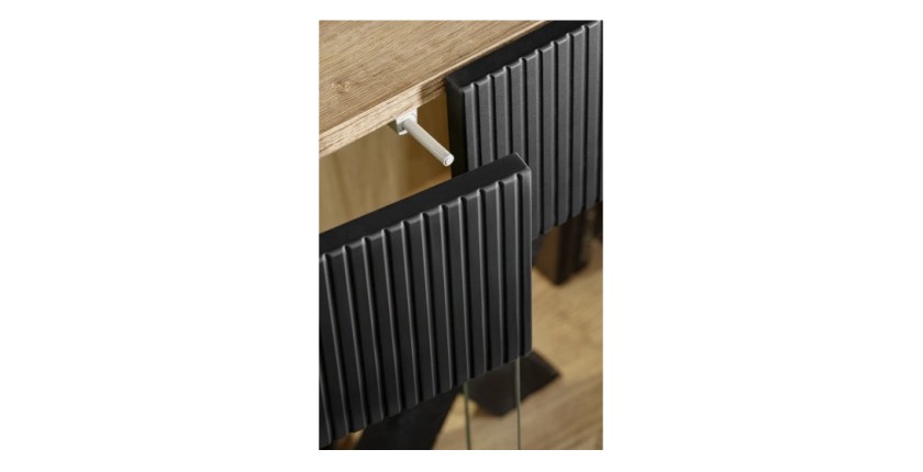 Buffet DOUM – Chêne clair et noir – L160 x H93 x P40 cm