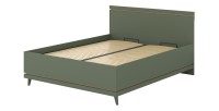 Lit + sommier NOKI – 160x200 cm vert et bois – Style scandinave
