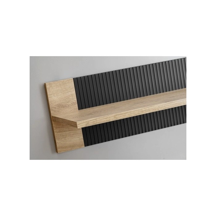 Wohnzimmer-Set DOUM – Helles Eichenholz und Schwarz – L320 x H192 x P45 cm