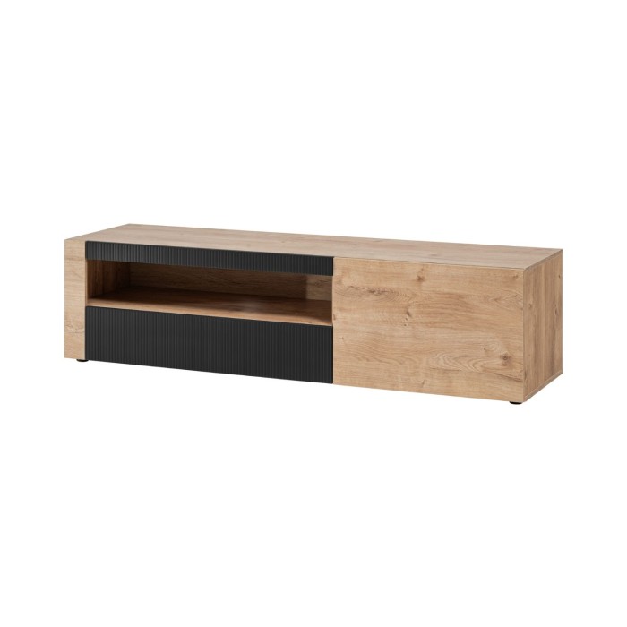 Wohnzimmer-Set DOUM – Helles Eichenholz und Schwarz – L320 x H192 x P45 cm