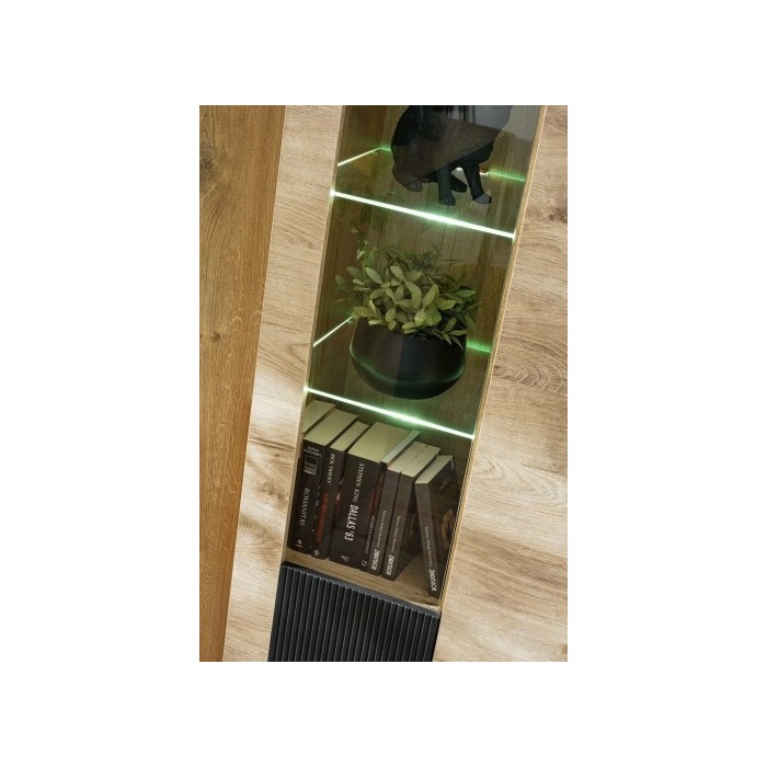 Wohnzimmer-Set DOUM – Helles Eichenholz und Schwarz – L320 x H192 x P45 cm