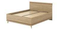 Lit + sommier NOKI – 160x200 cm chêne clair et moka  – Style scandinave