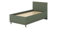 Lit enfant + sommier NOKI – 100x200 cm vert et bois – Style scandinave