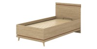 Lit enfant + sommier NOKI – 100x200 cm chêne clair et moka  – Style scandinave