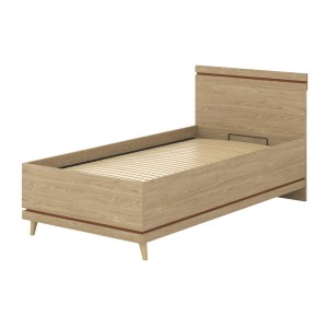 Lit enfant + sommier NOKI – 100x200 cm chêne clair et moka  – Style scandinave