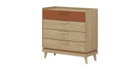 Commode NOKI – Chêne clair et moka – 3 tiroirs style scandinave