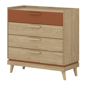 Commode NOKI – Chêne clair et moka – 3 tiroirs style scandinave