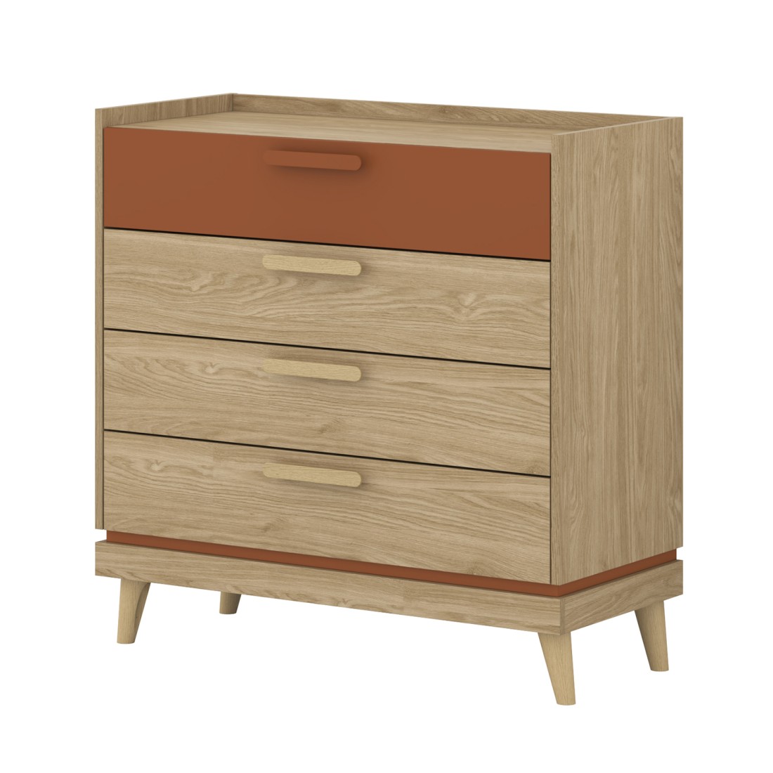 Commode NOKI – Chêne clair et moka – 3 tiroirs style scandinave