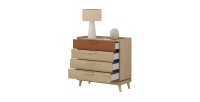 Commode NOKI – Chêne clair et moka – 3 tiroirs style scandinave