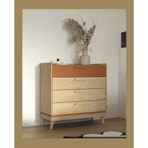 Commode NOKI – Chêne clair et moka – 3 tiroirs style scandinave