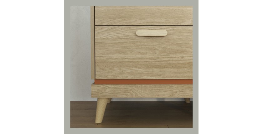Commode NOKI – Chêne clair et moka – 3 tiroirs style scandinave