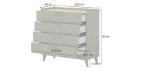 Commode NOKI – Chêne clair et moka – 3 tiroirs style scandinave