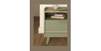 Table de chevet NOKI – Vert et bois – 1 tiroir style scandinave