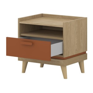 Table de chevet NOKI – Chêne clair et moka – 1 tiroir style scandinave