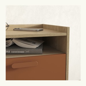 Table de chevet NOKI – Chêne clair et moka – 1 tiroir style scandinave