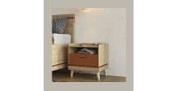 Table de chevet NOKI – Chêne clair et moka – 1 tiroir style scandinave