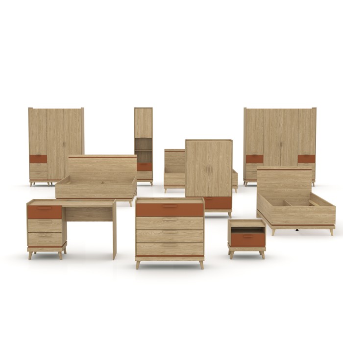 Table de chevet NOKI – Chêne clair et moka – 1 tiroir style scandinave