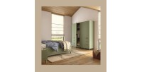 Armoire NOKI – 4 portes vert et bois – Style scandinave