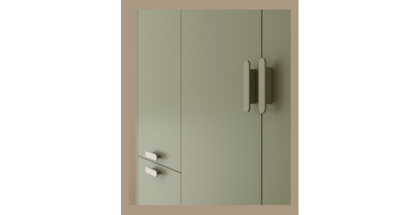Armoire NOKI – 4 portes vert et bois – Style scandinave