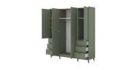 Armoire NOKI – 4 portes vert et bois – Style scandinave