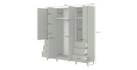 Armoire NOKI – 4 portes chêne clair et moka – Style scandinave