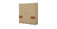 Armoire NOKI – 4 portes chêne clair et moka – Style scandinave