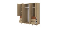 Armoire NOKI – 4 portes chêne clair et moka – Style scandinave