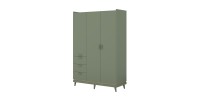 Armoire NOKI – 3 portes vert et bois – Style scandinave