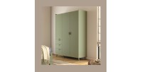 Armoire NOKI – 3 portes vert et bois – Style scandinave