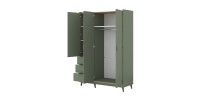 Armoire NOKI – 3 portes vert et bois – Style scandinave