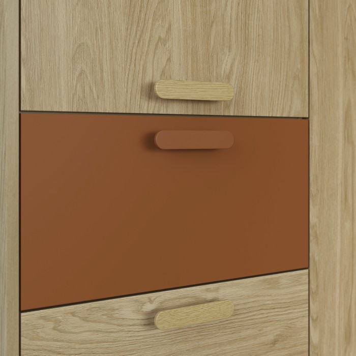 Kast NOKI – 3 deuren licht eiken en mokka – Scandinavische stijl