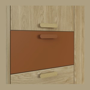 Armoire NOKI – 3 portes chêne clair et moka – Style scandinave