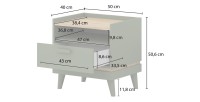 Ensemble chambre NOKI – Lit 160x200 + armoire 3 portes + commode + table de chevet – Chêne clair, moka et vert scandinave